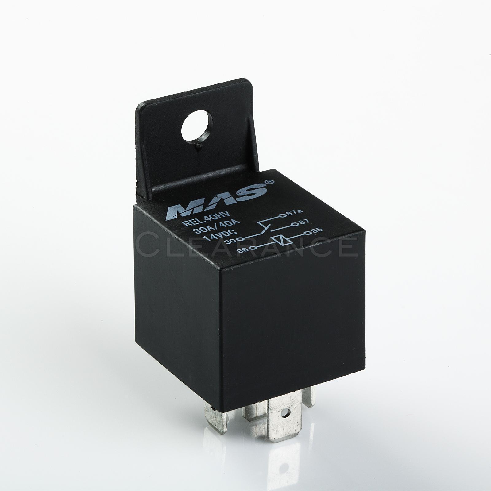 MAS POWER RELAY WITH EPOXY 30/40 AMP 12V 5 PRONG RELAY PLASTIC MOUNT
