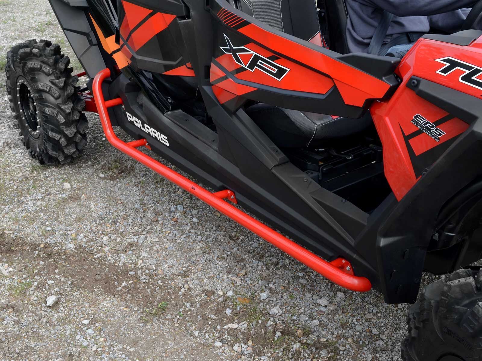 SuperATV Rock Sliding Nerf Bars for Polaris RZR XP 4 1000 (2014+) - Red