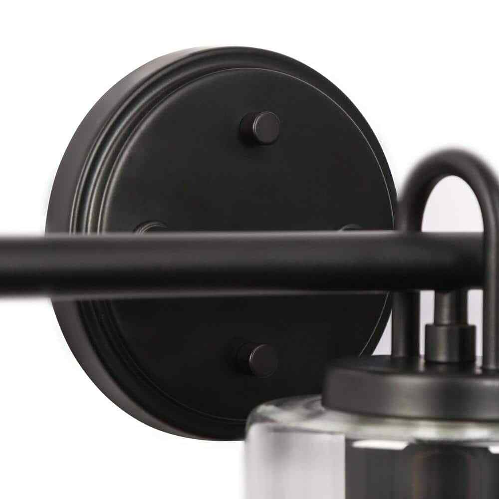 LNC Modern Black Bathroom Vanity Light with Cylinder Clear Glass Shades 22 in.