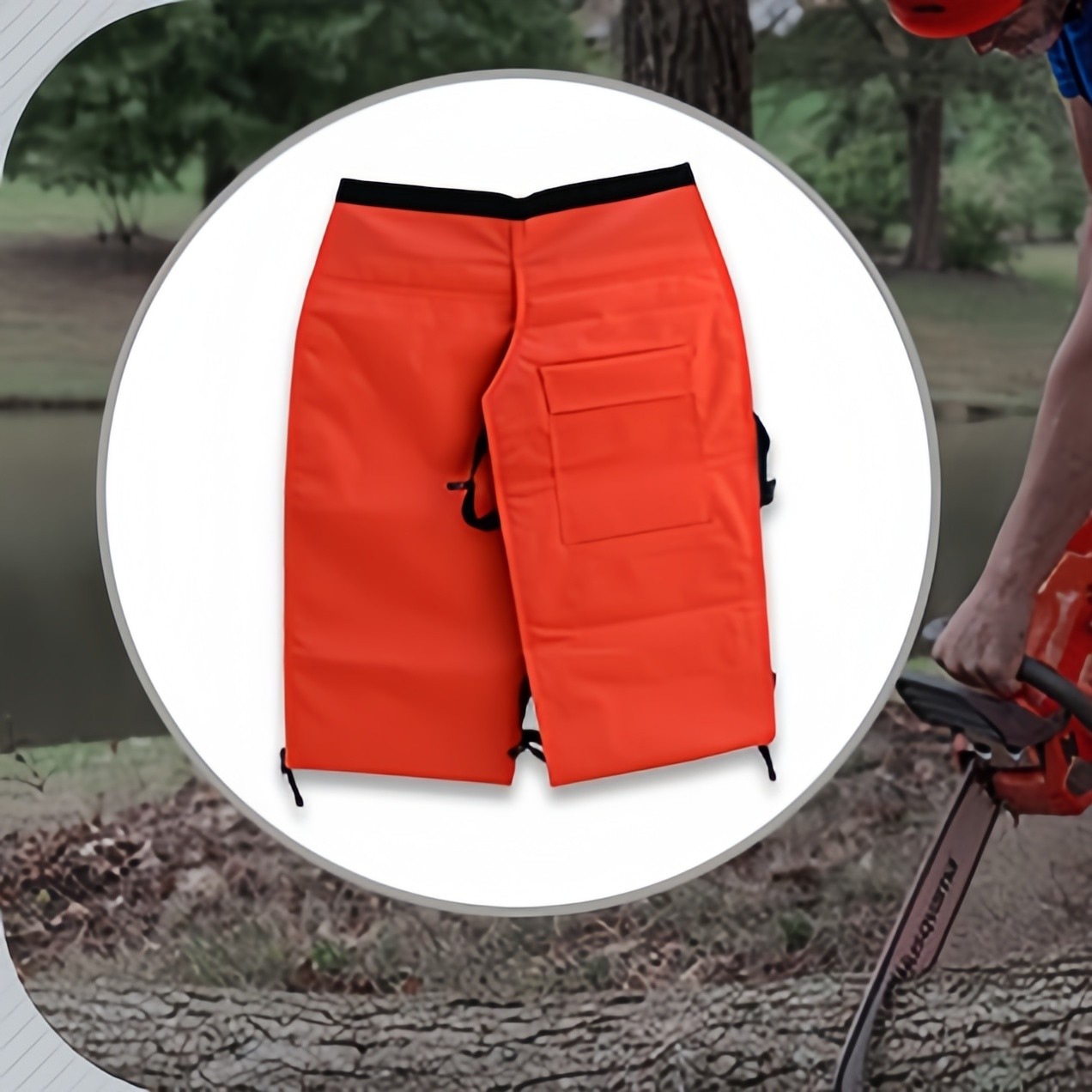0000-886-3905 Chain Saw Protective Chaps-Orange For Men Waist:22-39in,Adjustable