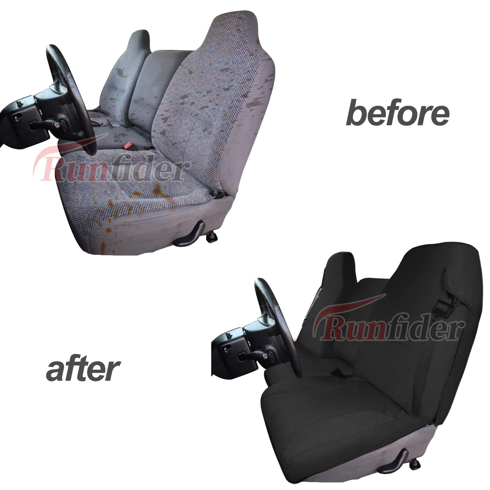 Dodge Ram 1500 2500 3500 1998-02, 40/20/40 Split Bench Seat Cover-Black