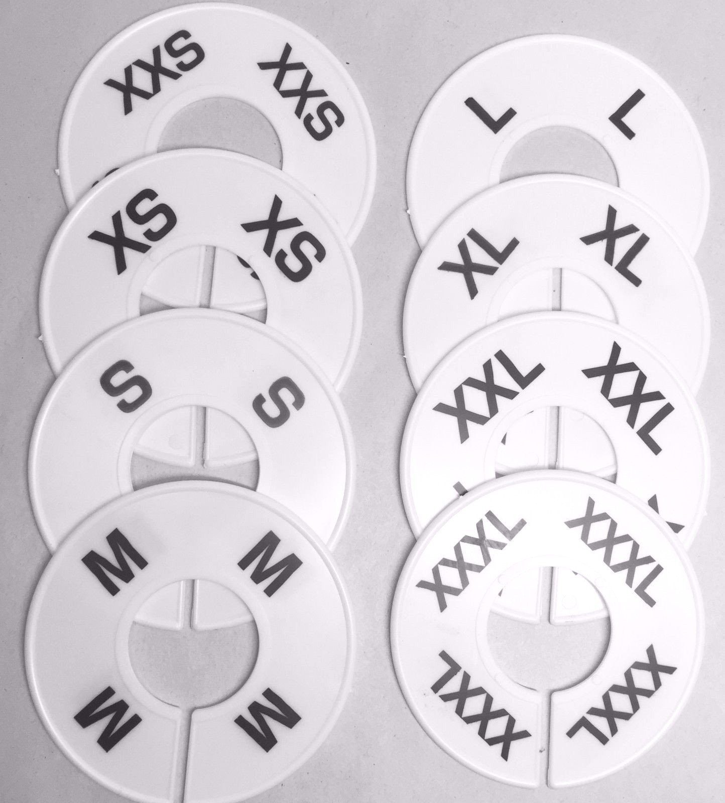 Round Clothing Rack Size Dividers Plastic Hangers Ring XXS-3XL (8 - 80 PC Sets)