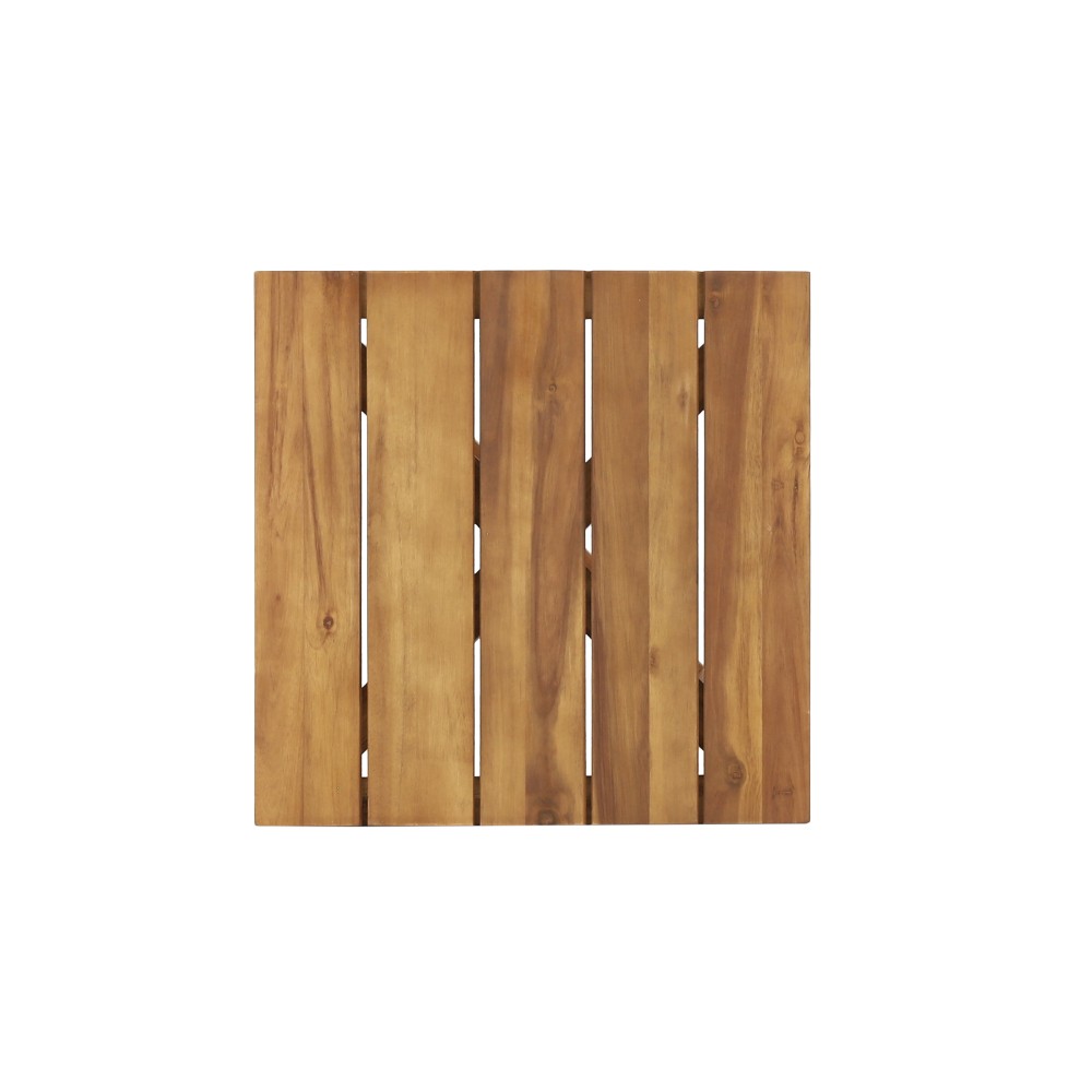 Acacia Wood Rope Chair Patio Set with Table & Beige Cushions