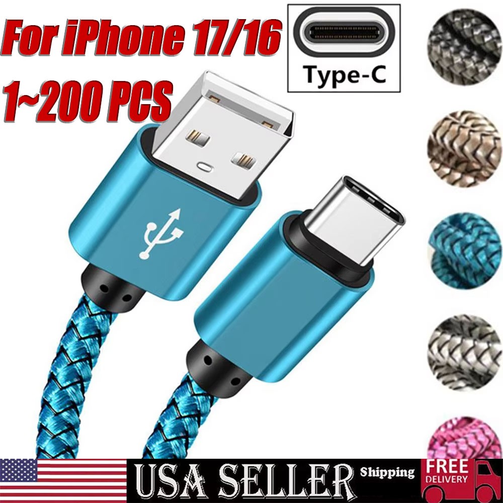 Braided USB to Type-C Fast Charging Data SYNC Charger Cable Cord 3/6/10FT Lot