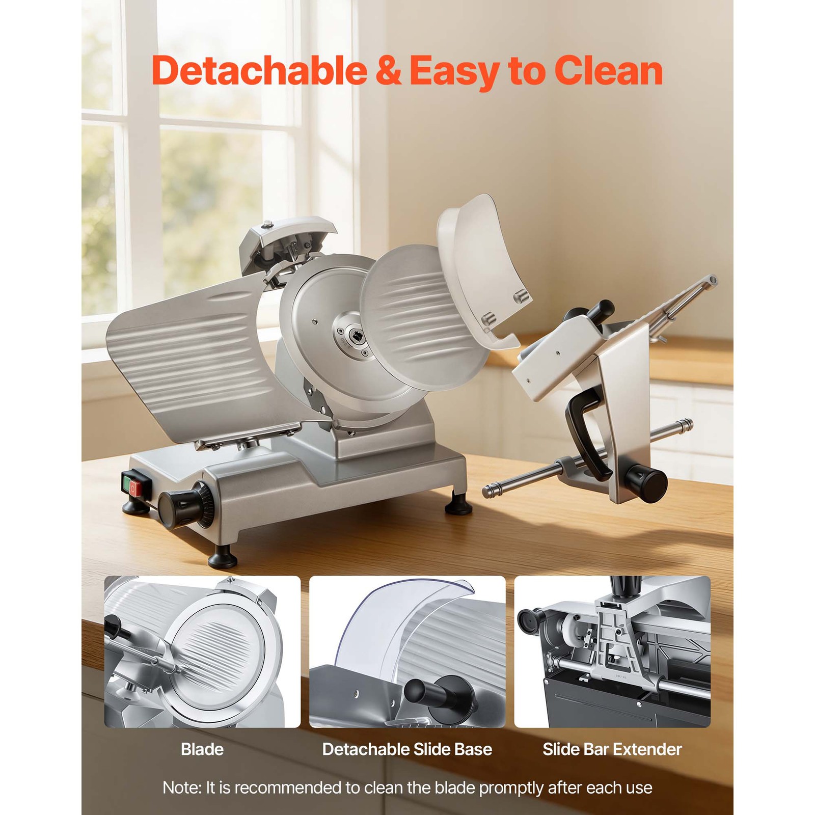 Uimoso Electric 240W Meat Slicer with 10-Inch Blade Commercial Deli Food Cutter