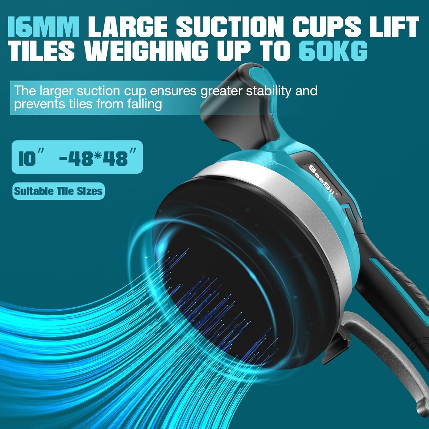 Tile Installation Tool Vibration Machine Single Tile Suction Cup Max 60KG /120LB