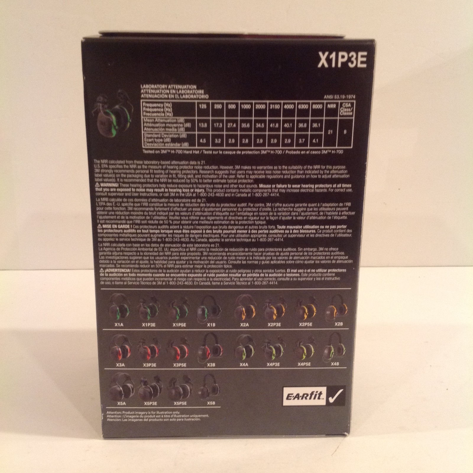 3M Peltor X1 Series Hard Hat Attached Ear Muffs X1P3E Cap Mount NRR 21dB Black