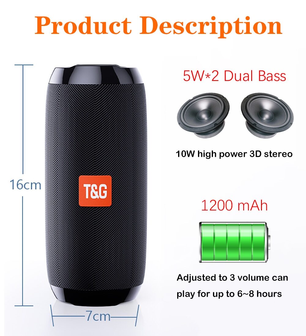 Bluetooth Wireless Portable Speaker Waterproof Stereo Bass USB TF FM Radio LOUD