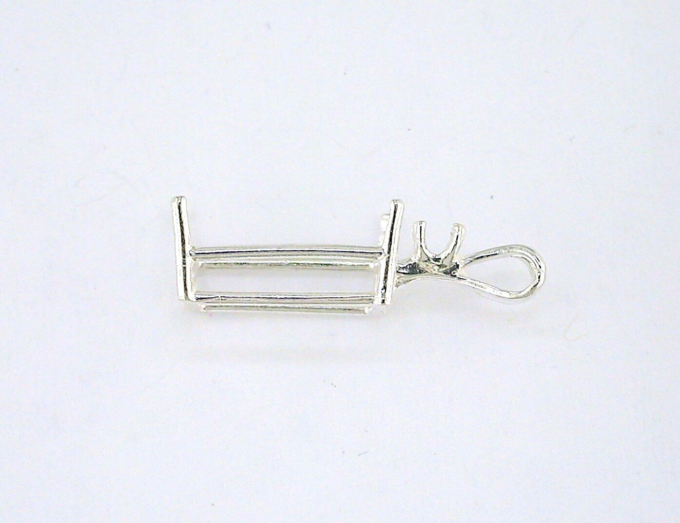 Emerald Cut Single Accent Pendant Setting Sterling Silver