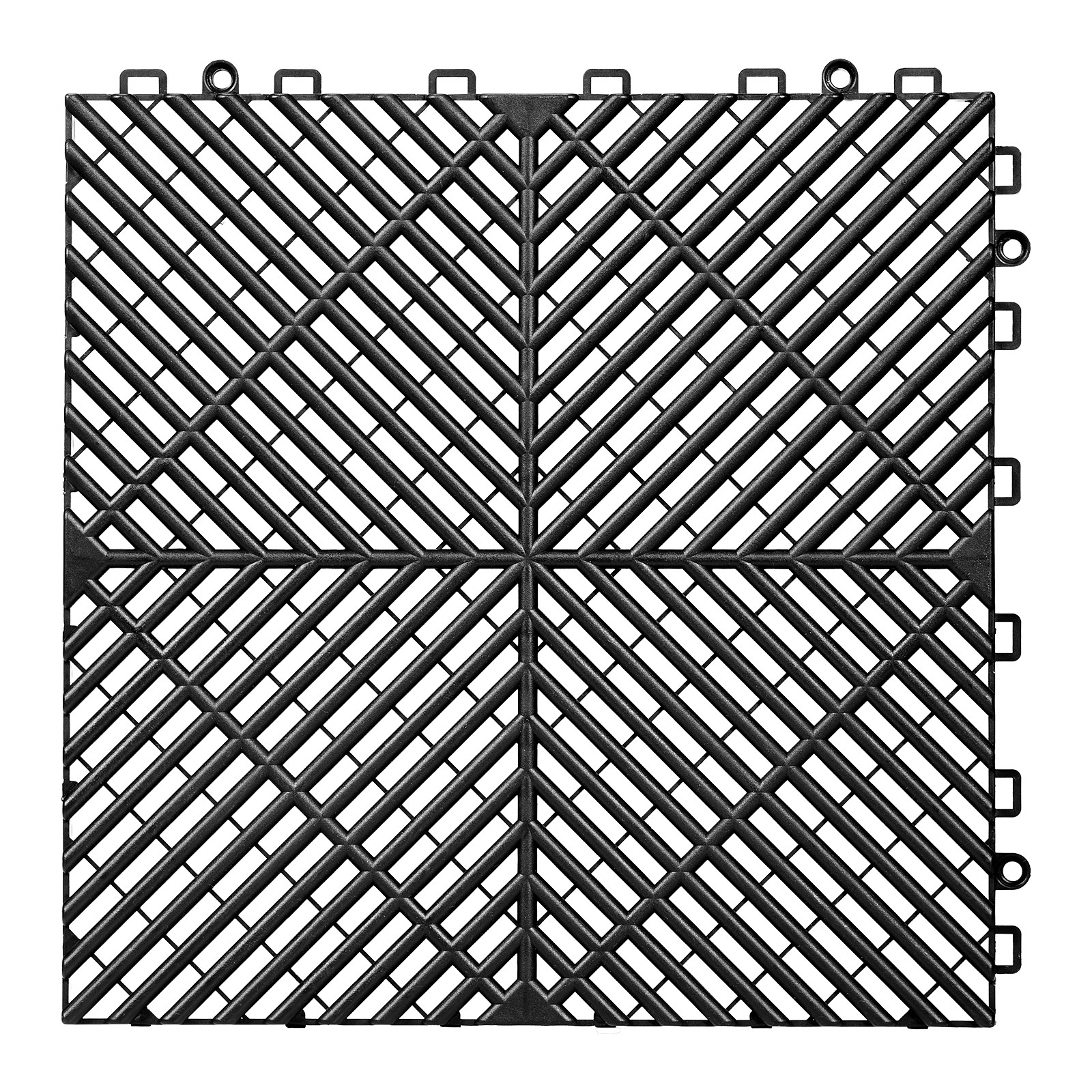 VEVOR Interlocking Drainage Mats 12" x 12" PP Garage Floor Tiles Black 50 Pack