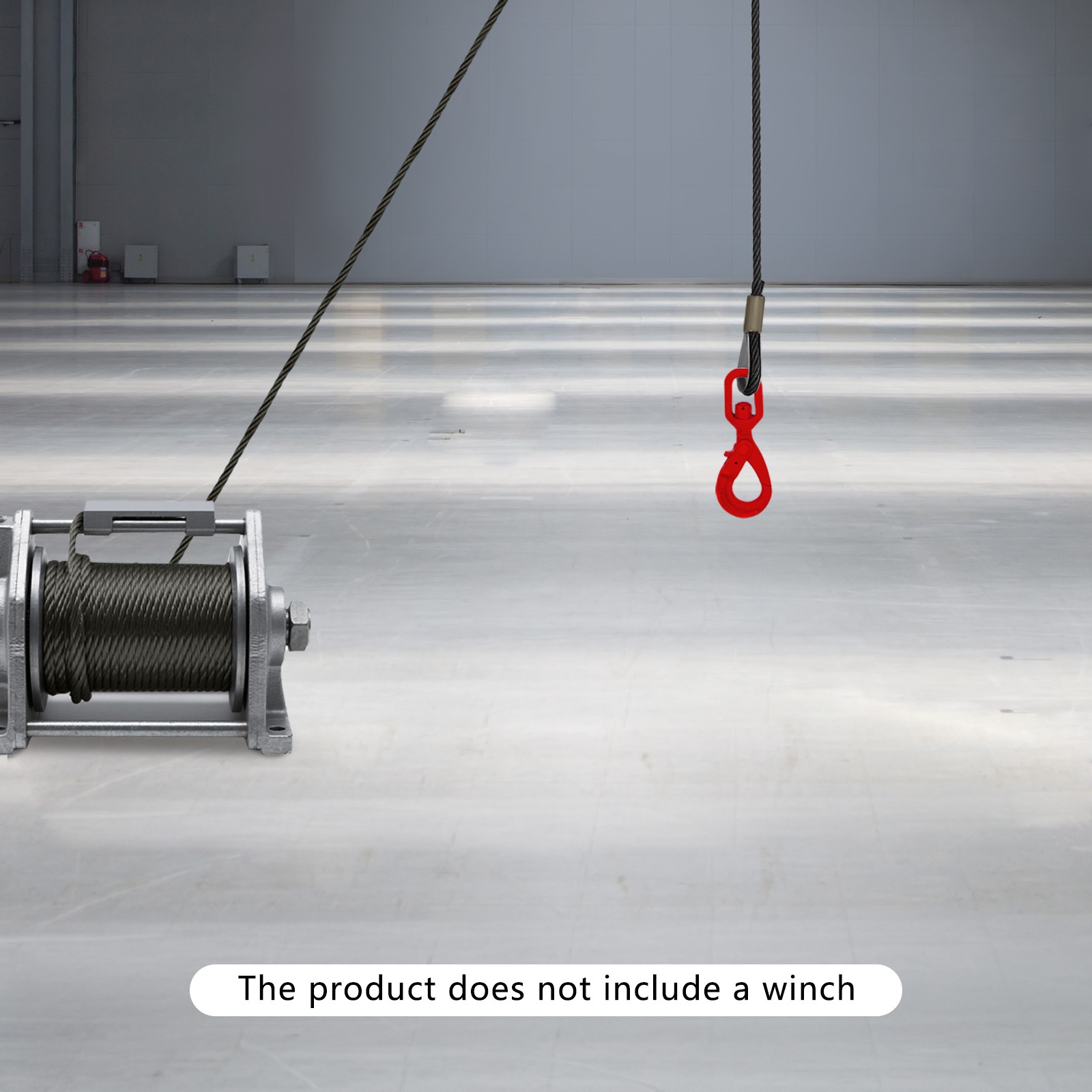 1/2" x 100ft Wire Rope Carbon Steel Winch Cable with Self Locking Swivel Hook