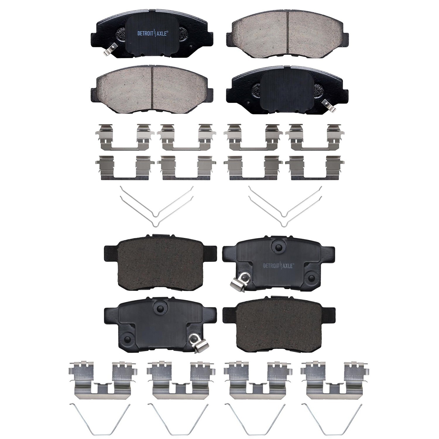 Front + Rear Ceramic Brake Pads + Hardware for 2008 - 2017 Honda Accord LX LX-S