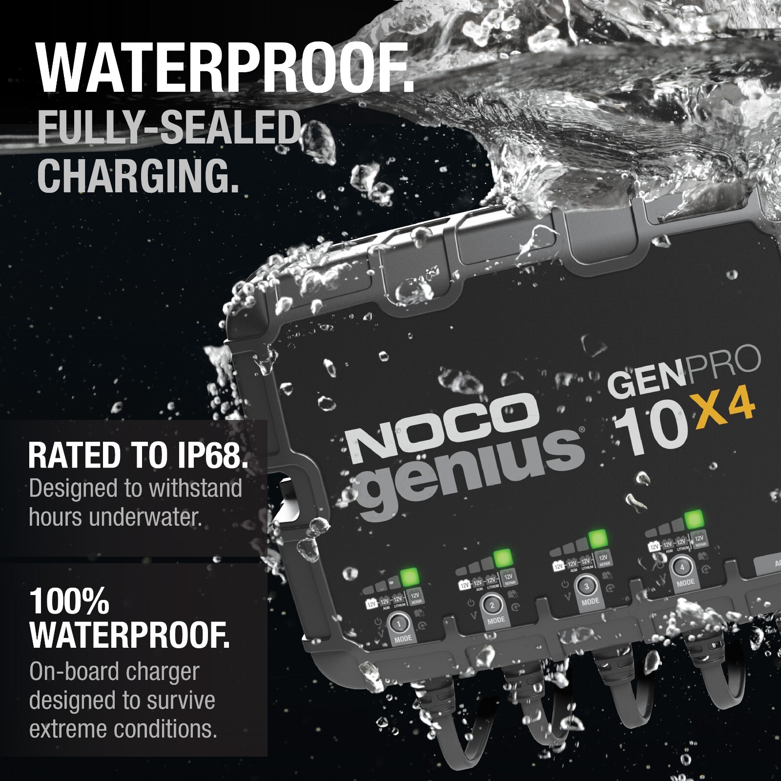 NOCO Genius GENPRO10X4 4-Bank 40A (10A/Bank) 12V Onboard Marine Battery Charger