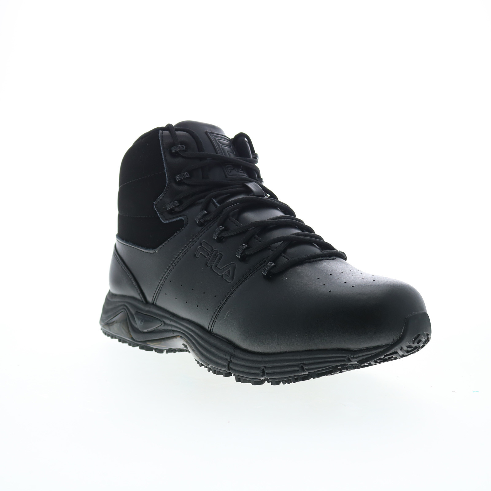 Fila Memory Breach Slip Resistant Steel Toe Mens Black Leather Work Boots