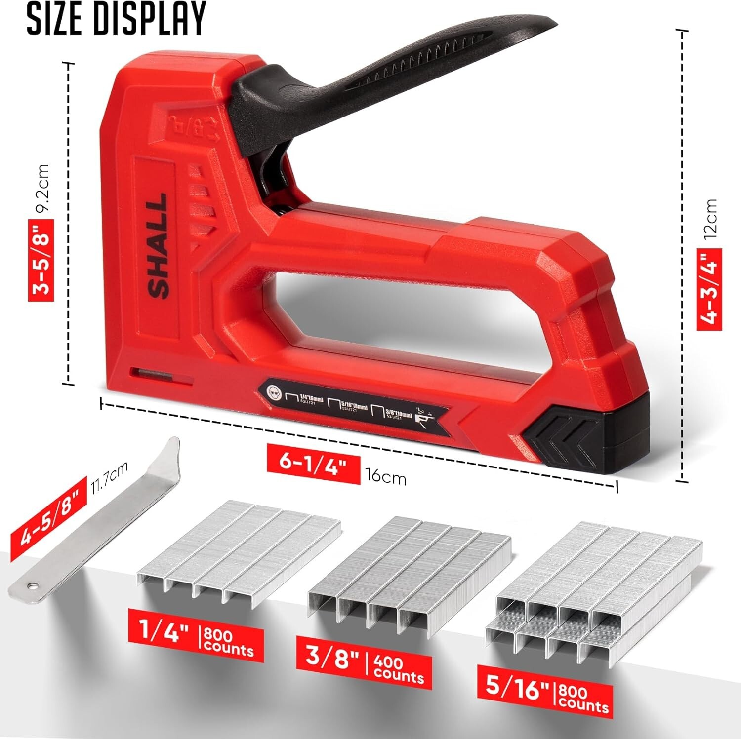 SHALL Light Duty Staple Gun for Wood - with 1600pcs JT21 Staples