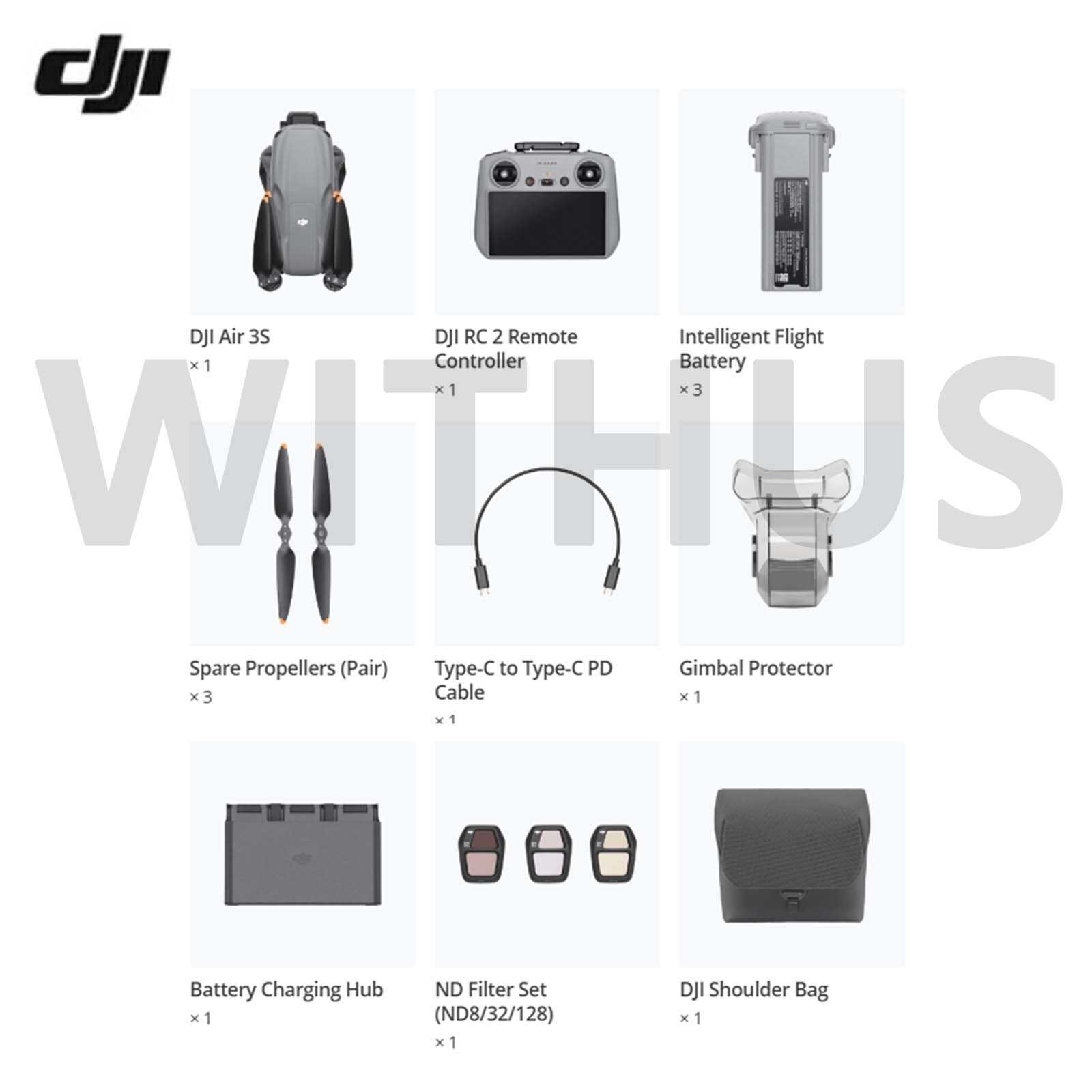 DJI Air 3S Fly More Combo Camera Drone (3 Bastteries) + RC 2 Remote Controller