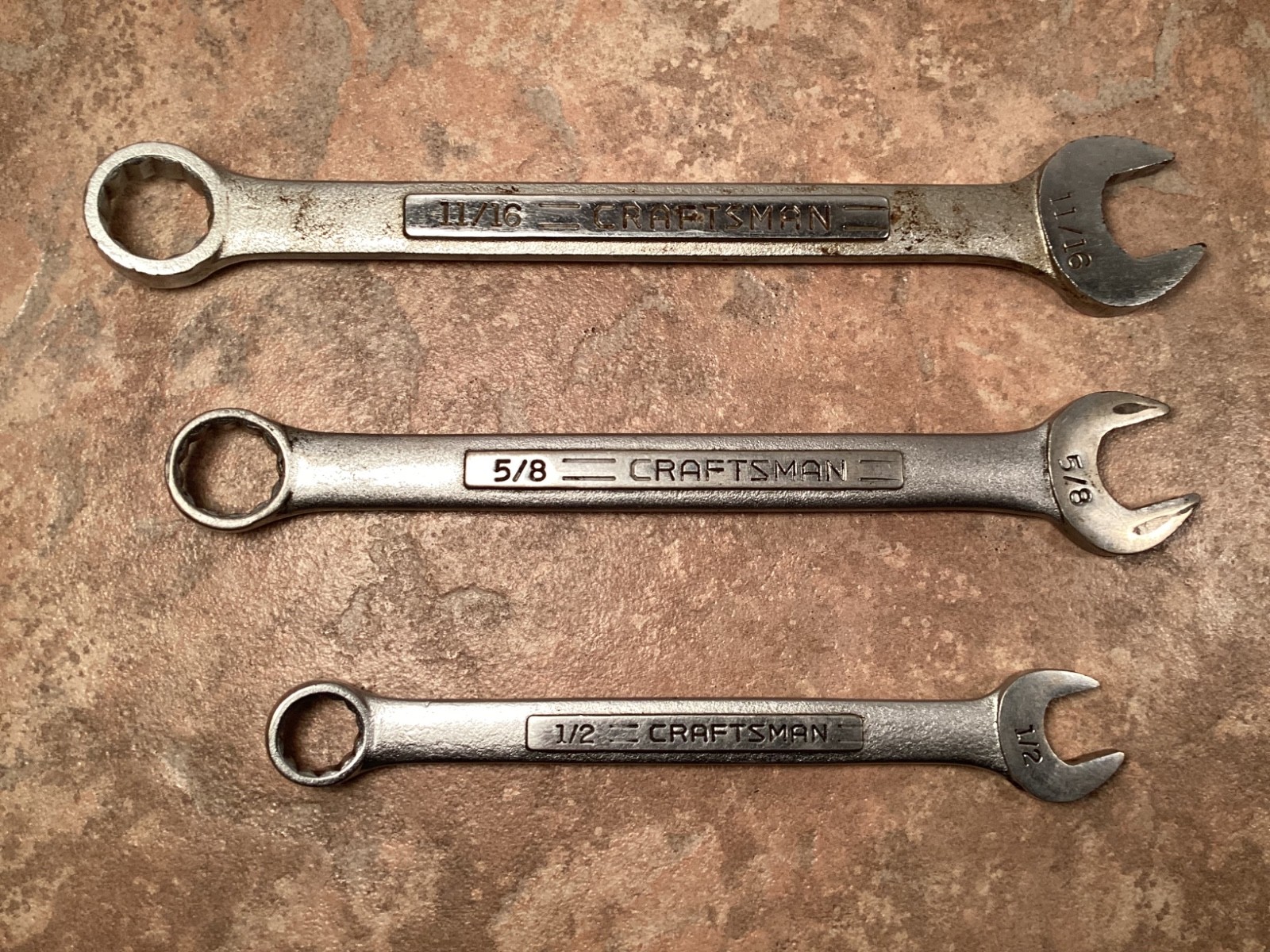 Vintage Craftsman Combination Wrenches -VV- Series Lot of 3 Box and Open End USA
