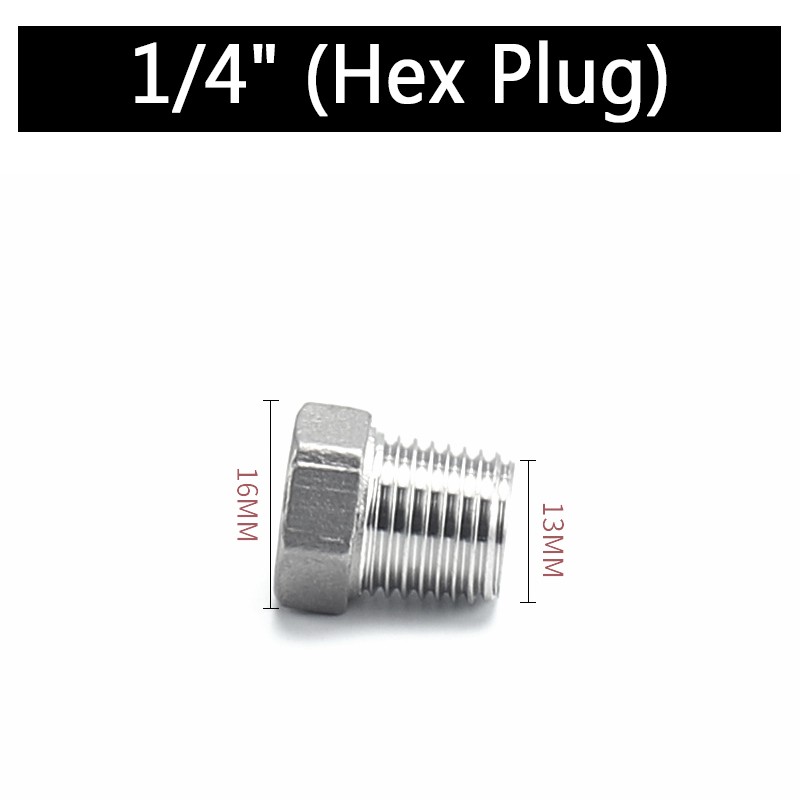 Stainless Steel 304 Pipe Fitting Hexagon Hollow Plug Male Thread 1/4" to 2"