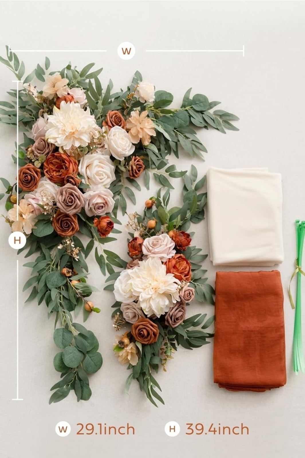 Ling's Moment Burnt Orange Artificial Wedding Arch Flowers Kit Pack of 4