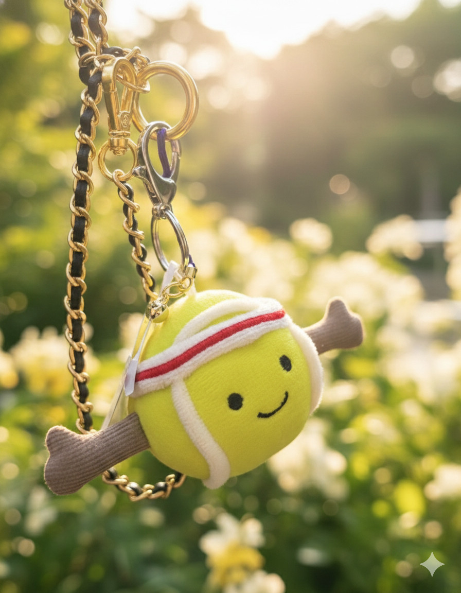 Jellycat Amuseables Tennis Ball Bag Charm Plush Keychain Soft Toy NWT