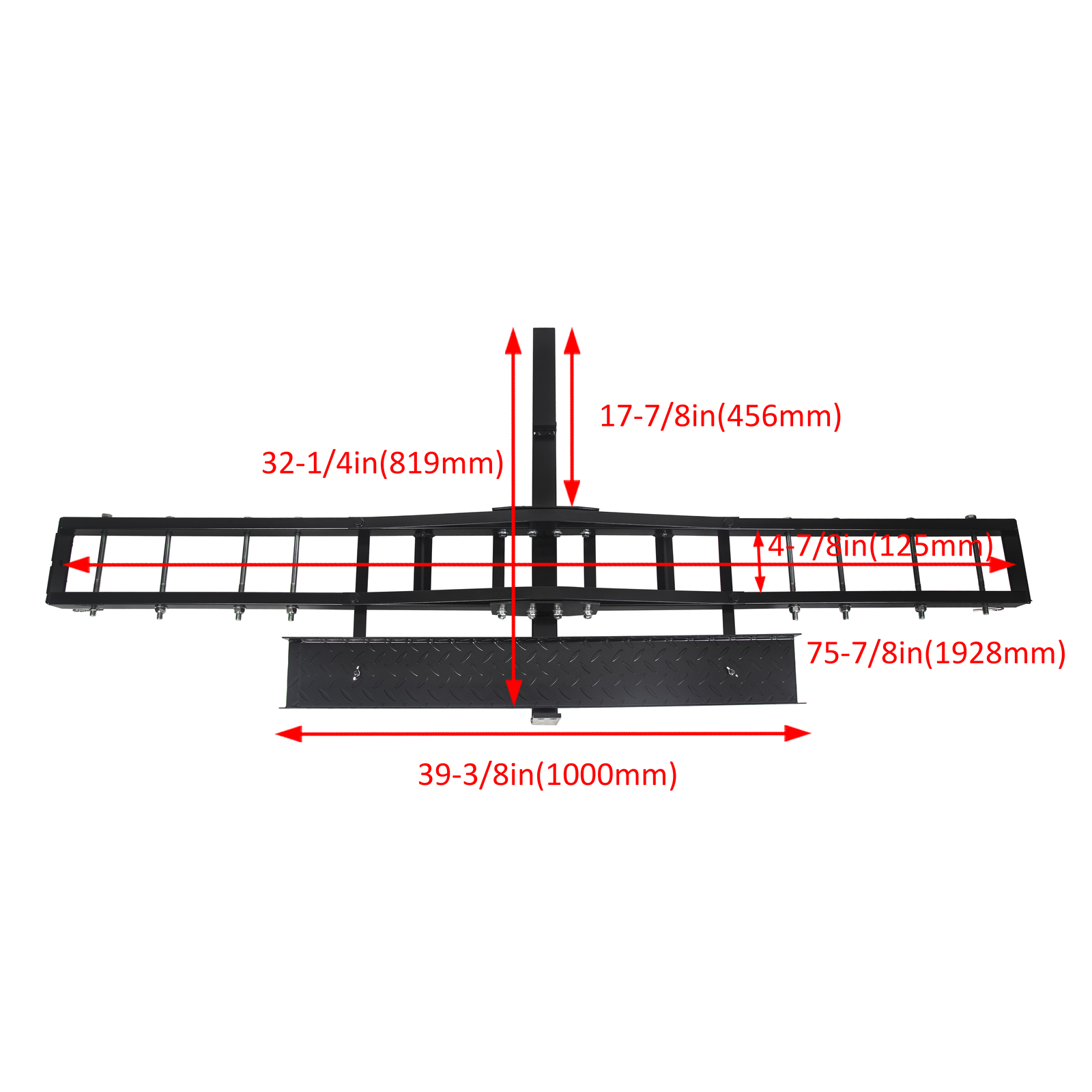 Black Motorcycle Scooter DirtBike Carrier Hauler Hitch Mount Rack Ramp Anti Tilt