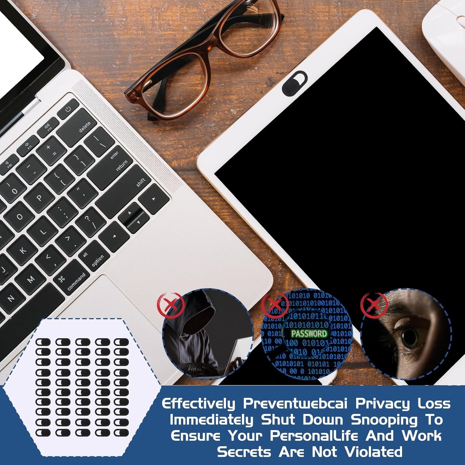 50 Pcs Black Ultra-Thin Webcam Cover Slide, Laptop Camera Privacy Protectors