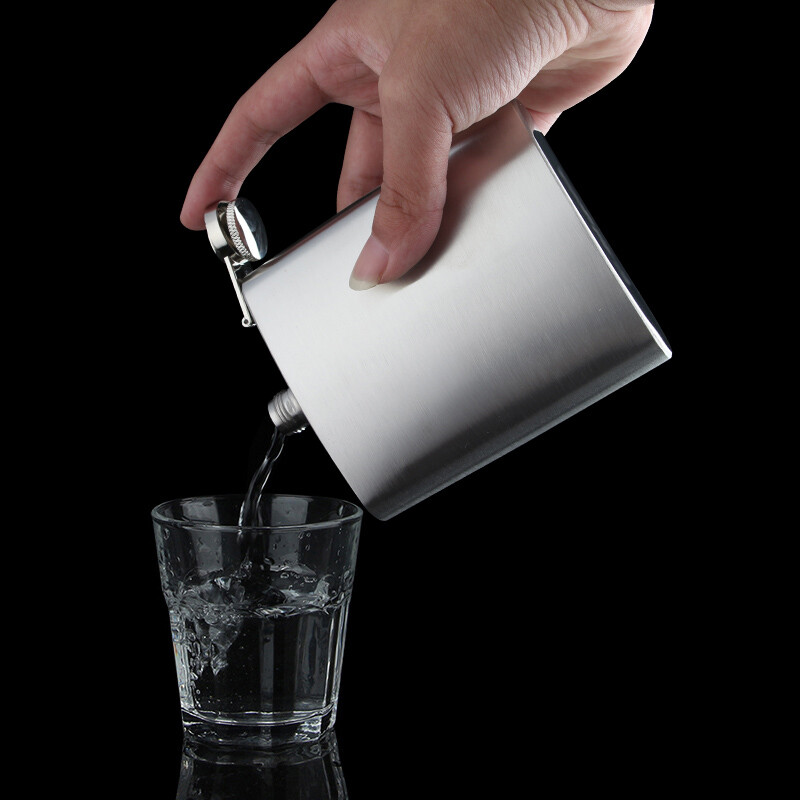 7oz Pocket Flask with Funnel Stainless Steel Portable Wine Pot 190ml