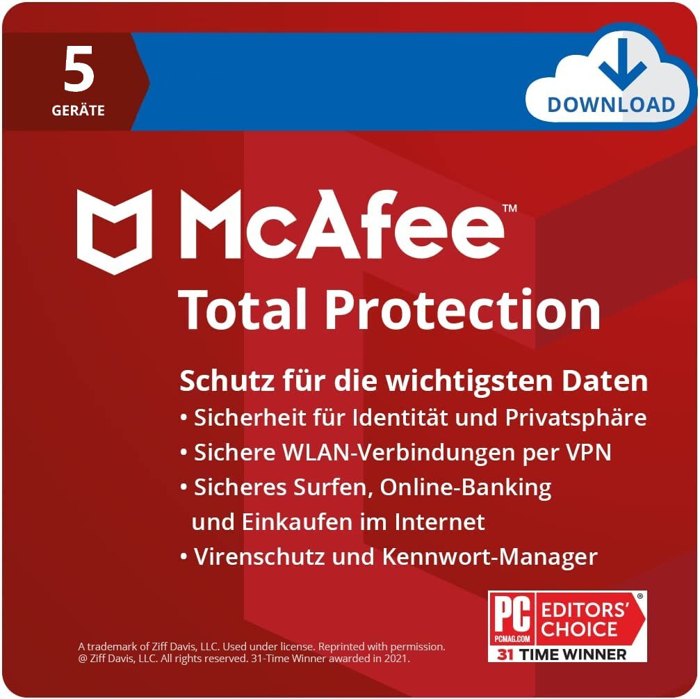 McAfee Total Protection 2024 5 Geräte 1 Jahr | VOLLVERSION / Upgrade| Antivirus