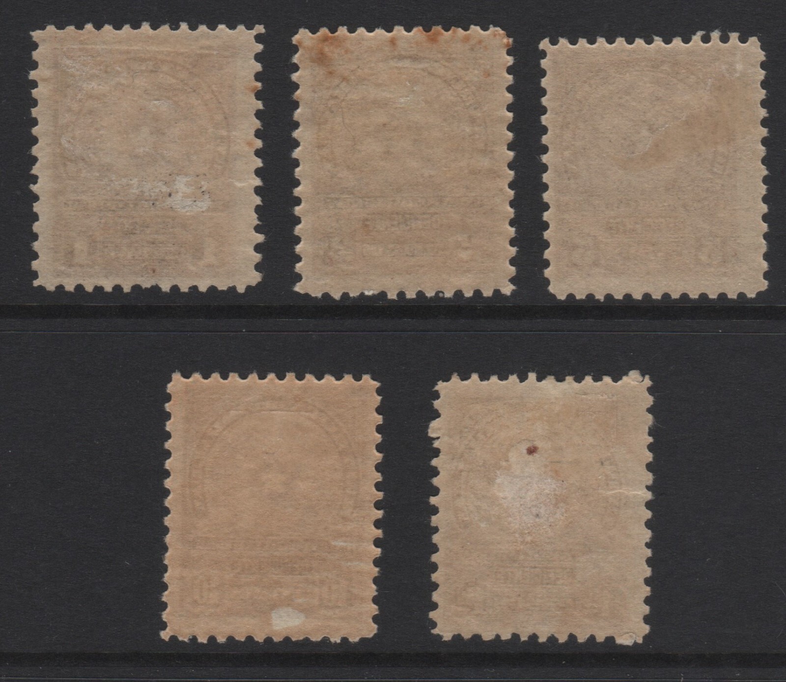 Paraguay Scott J5-J8, J12 Postage Due VF Mint Hinged Issued 1913.