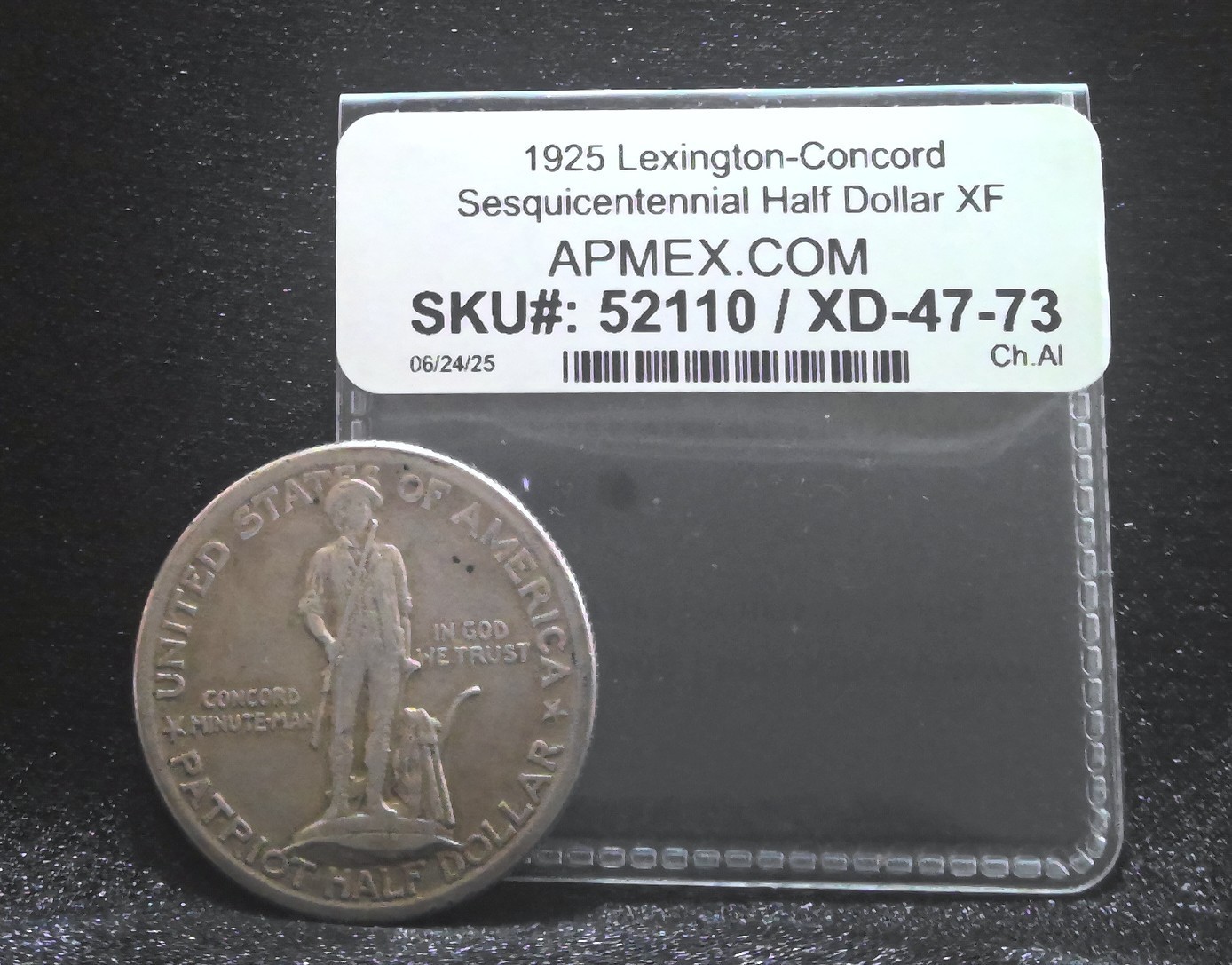 1925 Lexington Concord Sesquicentennial Silver Commemorative Half Dollar XF