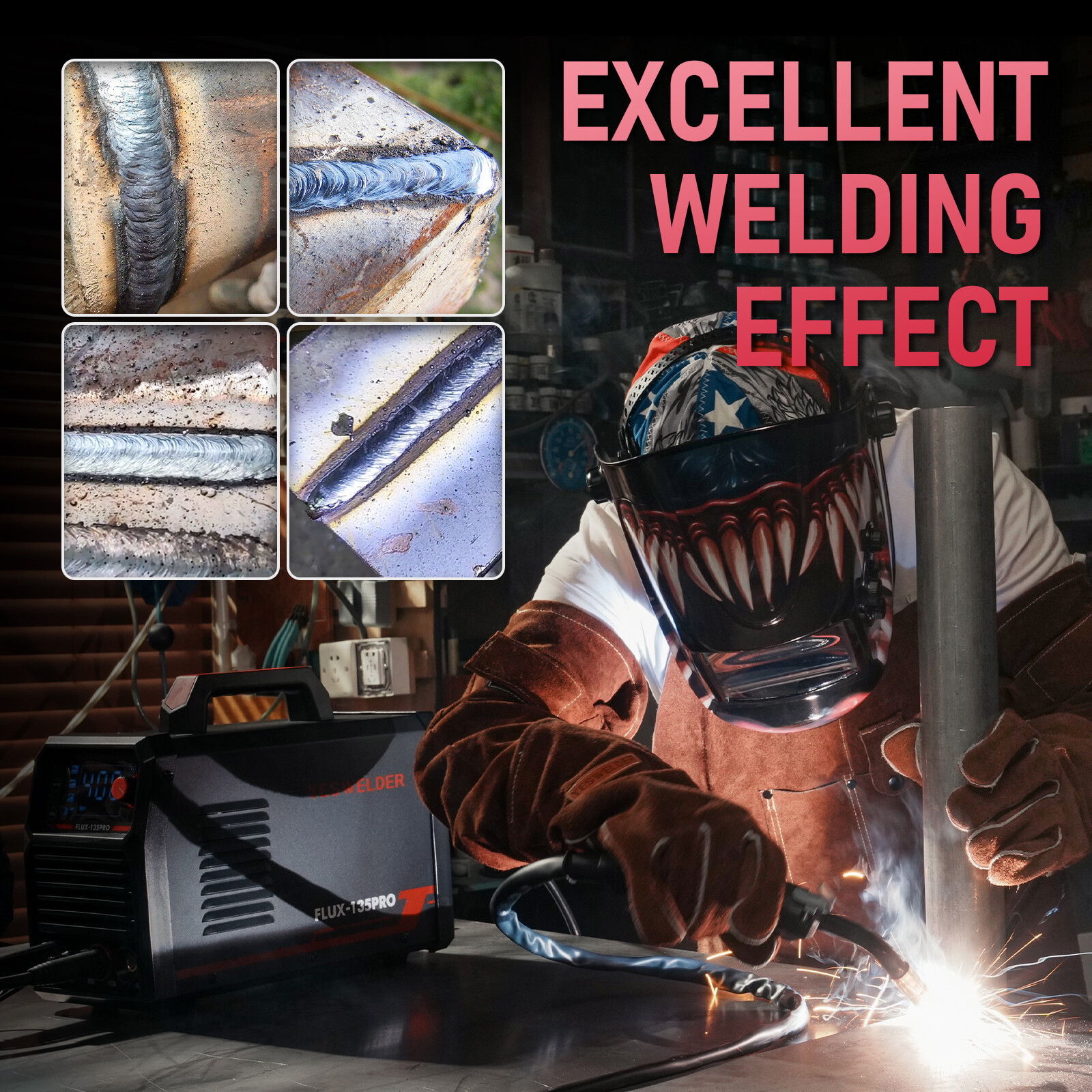 135Amp 110V Flux Core MIG/Lift TIG/Stick 3-in-1 Welding Machine IGBT Inverter