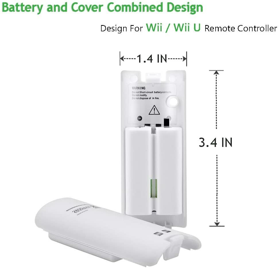 2800mAh 4-Pack Rechargeable Battery Packs for Wii and Wii U Remote Controller