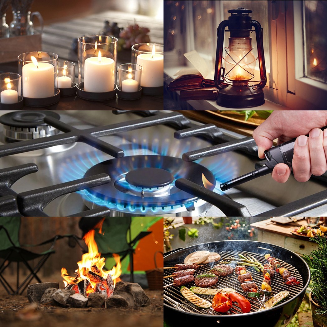 (Butane Included) 6PCS Multipurpose Candle Lighter Refillable Long Wand Lighters