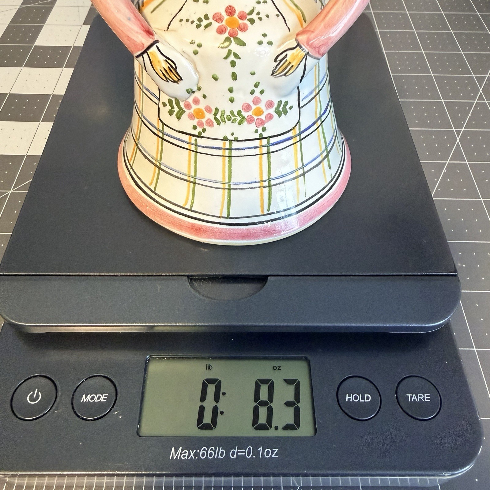 Ceramic Woman Dinner Bell Vintage hand-painted In Spain Spanish Señorita Pink