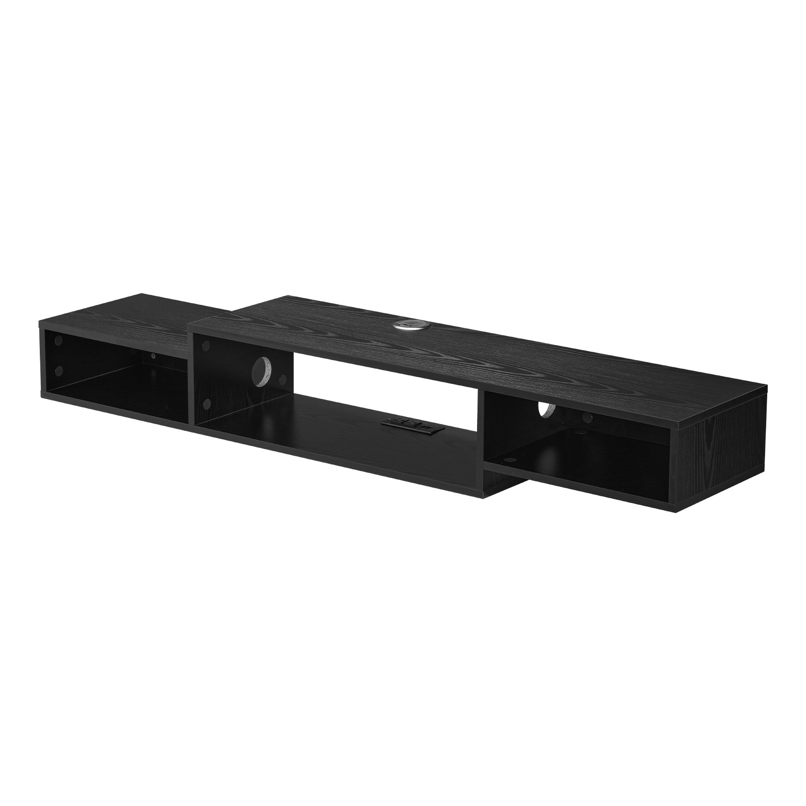 Floating TV Stand 59" Entertainment Center Power Outlet & Cable Hole Black