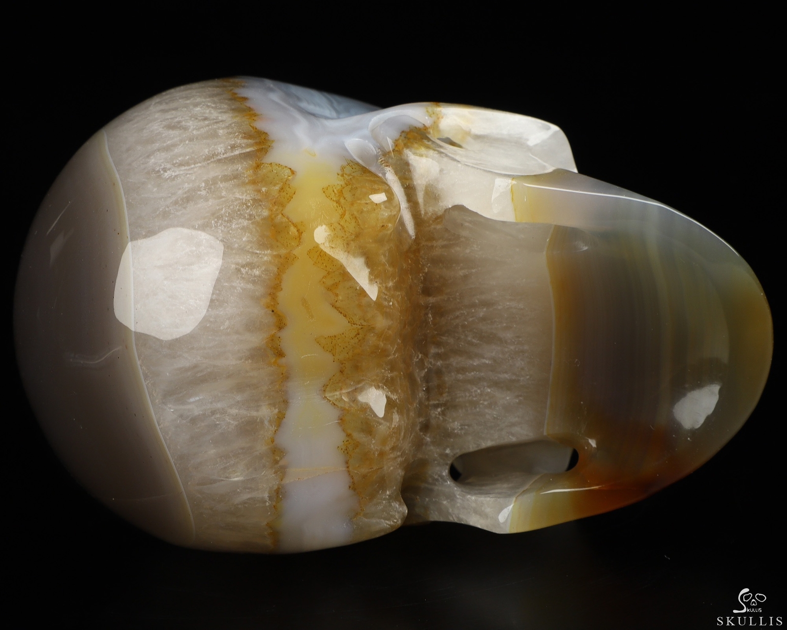 4.0" Premium Brazilian Agate Hand Carved Crystal Skull, Realistic, Healing