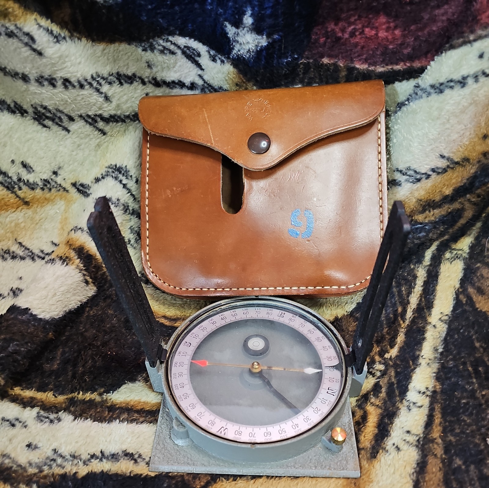 Vintage Antique Surveyors Compass Warren Knight Co Philadelphia PA W/pouch