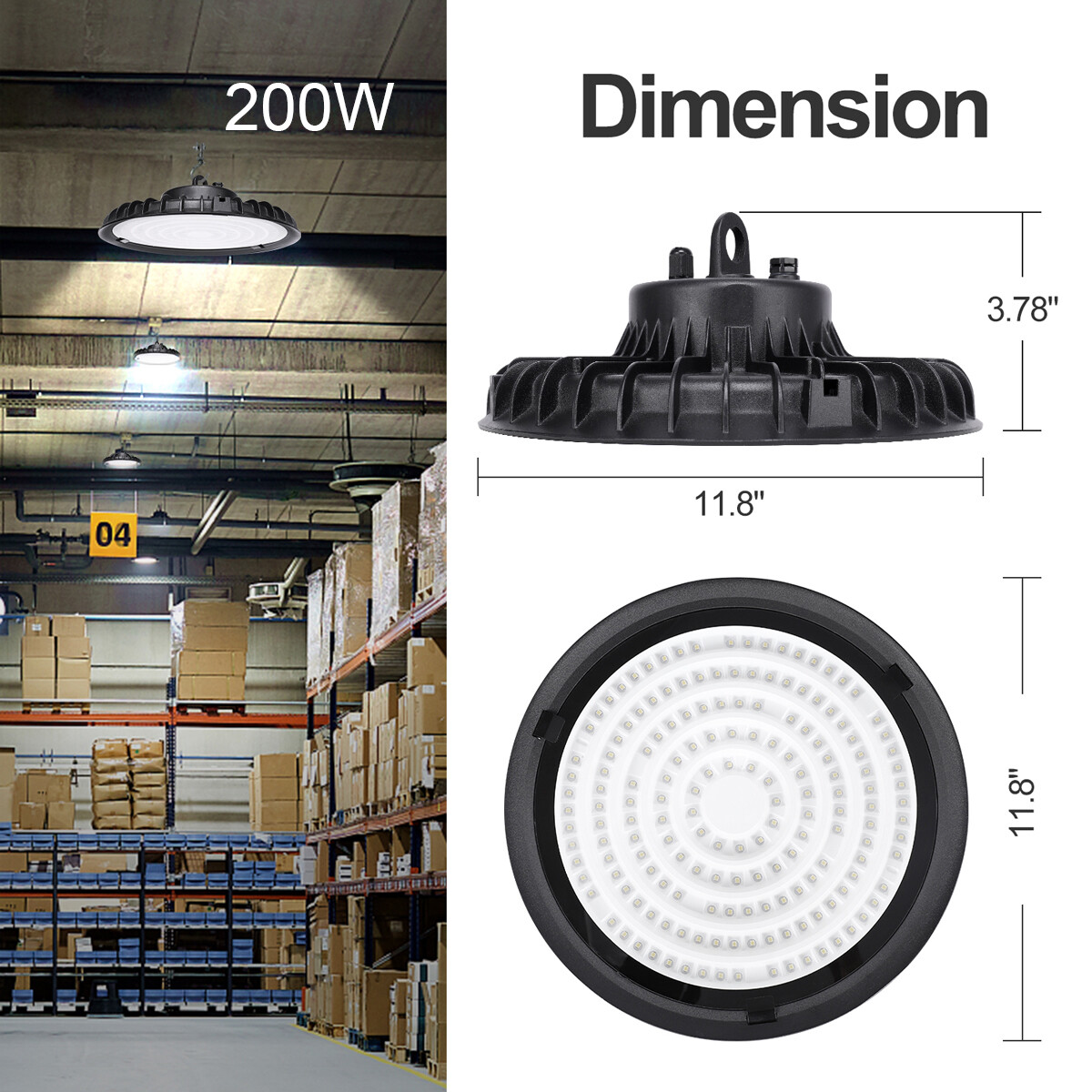 10 Pcs 200W UFO Led High Bay Light Commercial Industrial Warehouse Garage Light
