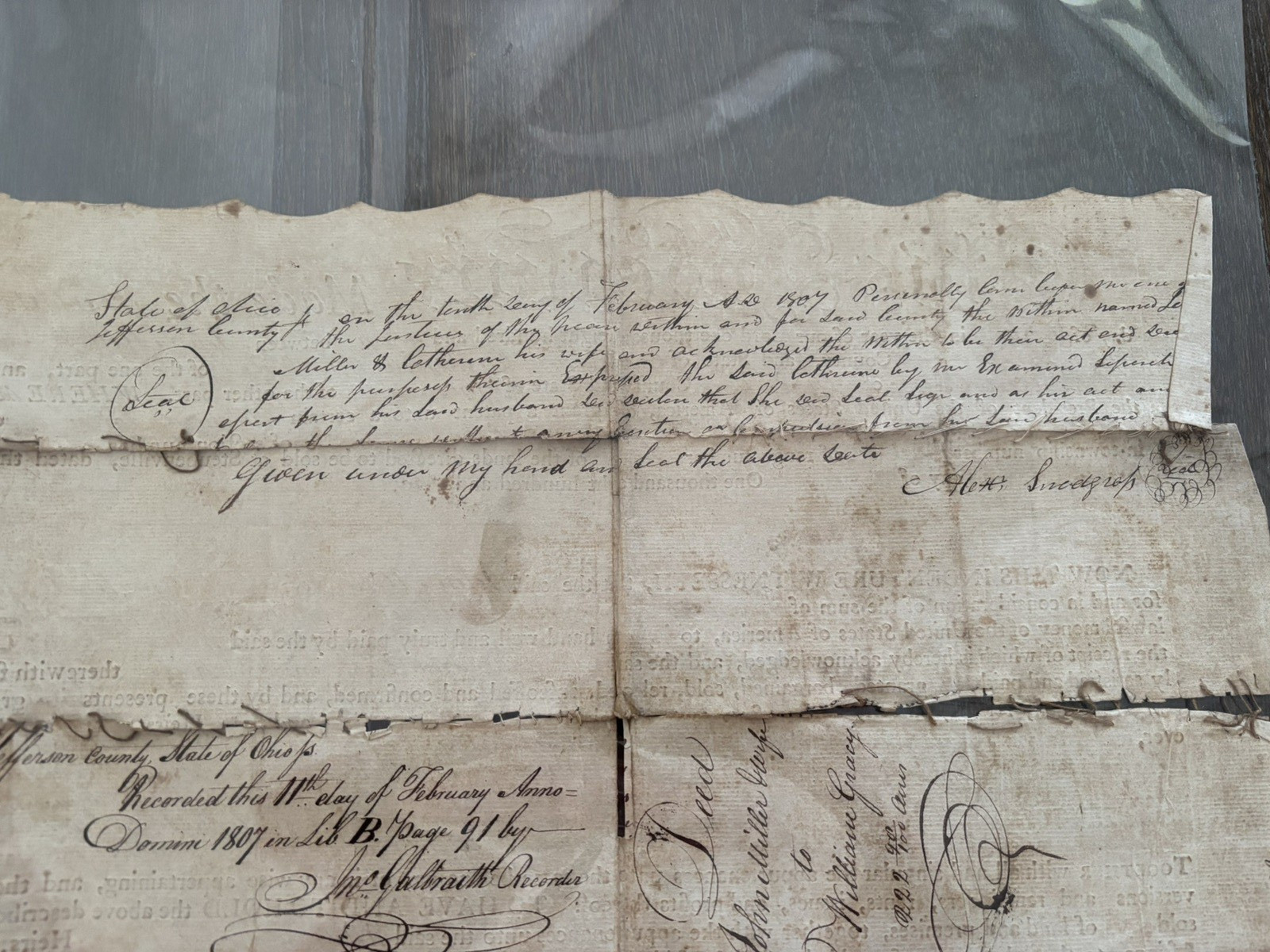 OHIO Document Indenture 1807 Jefferson County Steubenville Land Deed