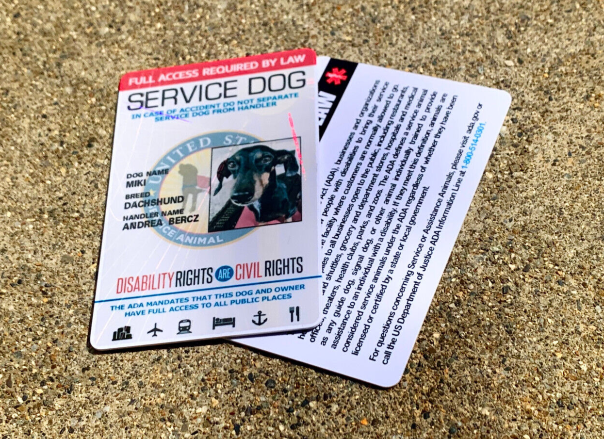 SERVICE DOG ID CARD HOLOGRAPHIC PVC ASSISTANCE ANIMAL ID BADGE TAG FOR VEST