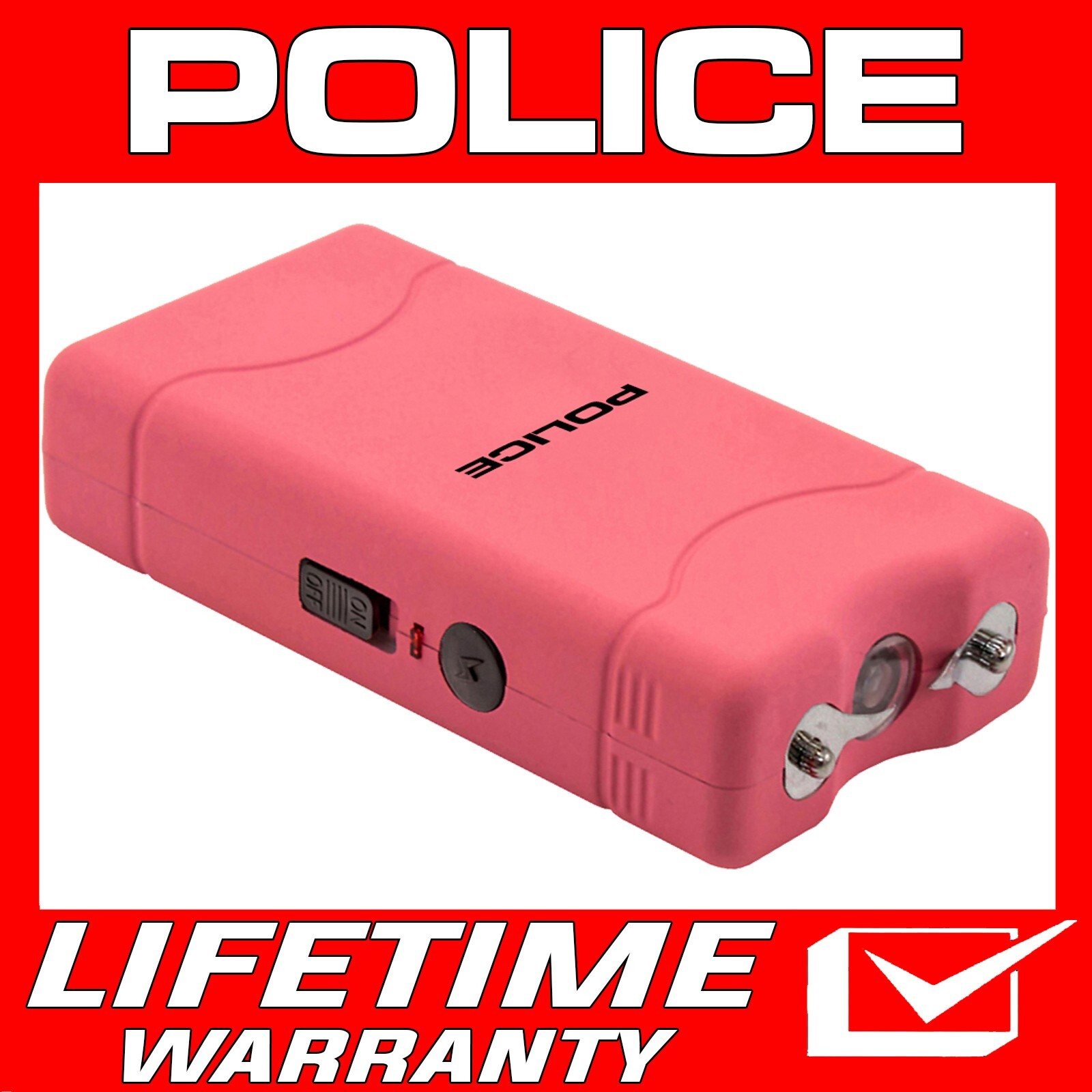 POLICE Mini Stun Gun 800 Rechargeable LED Flashlight for Self Defense Pink