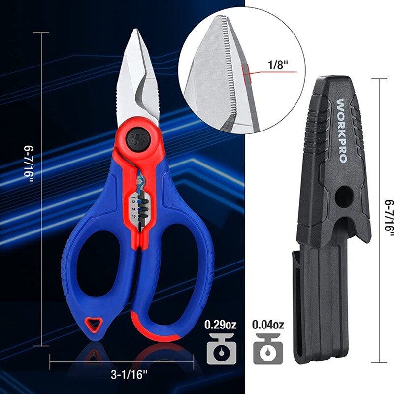 WORKPRO 6.4-INCH Stainless Electricians Scissors Professional Electrician Shears