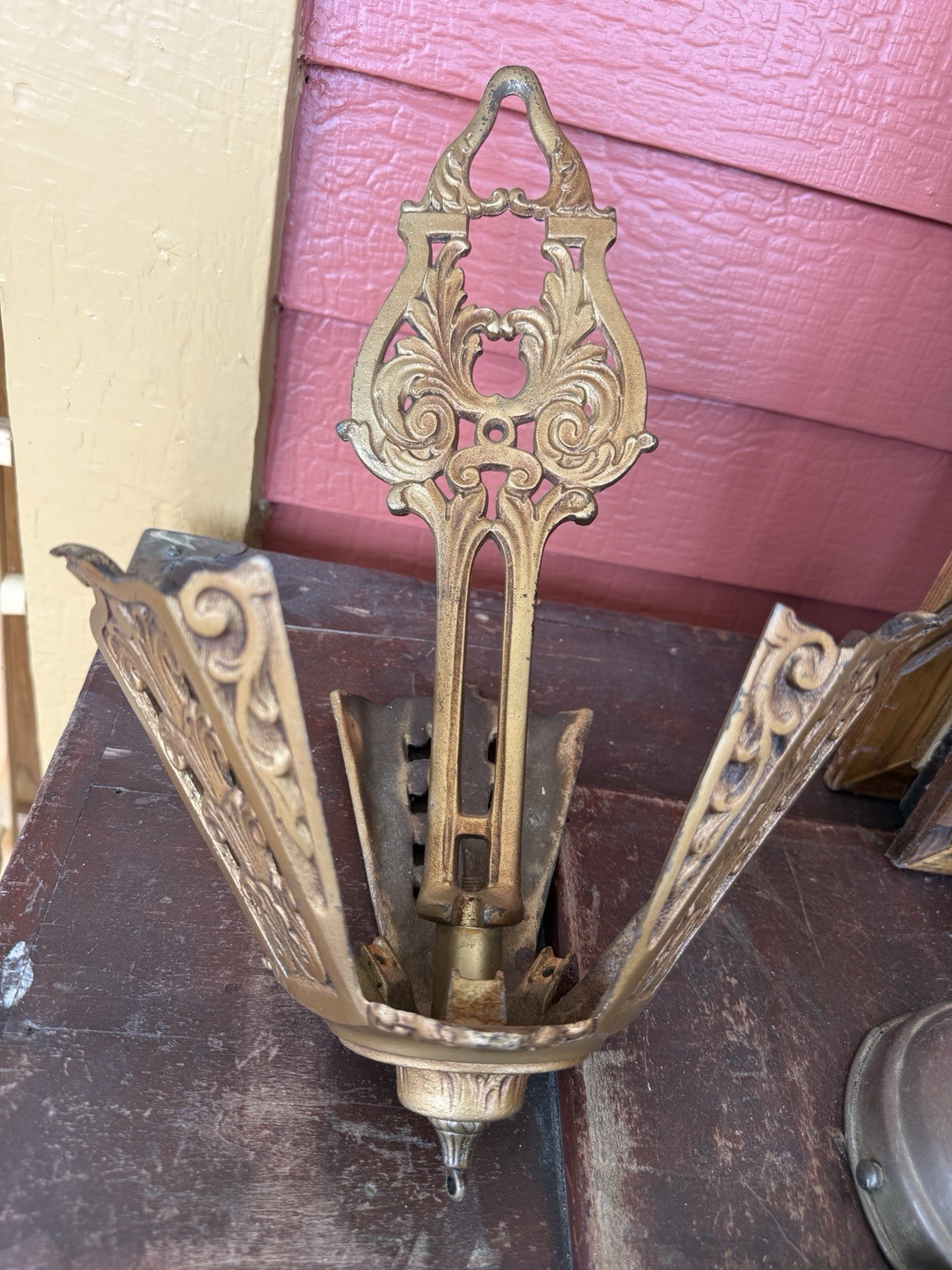 Antique MOE BRIDGES 3 Slip Shade Ceiling Light Parts Etruscan Series Art Deco