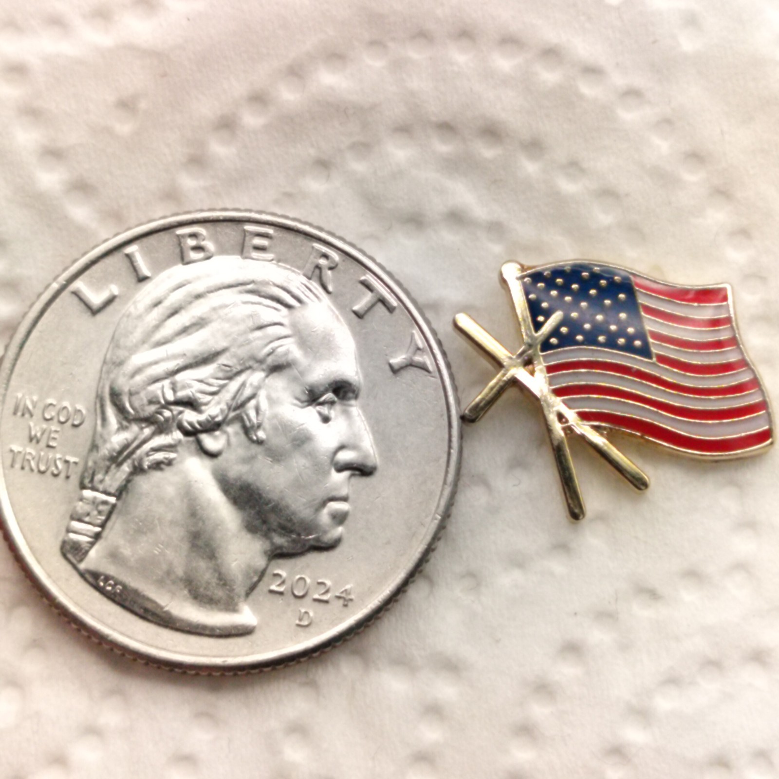 Doherty Vintage American Flag Enamel Lapel Pin Patriotic Cross