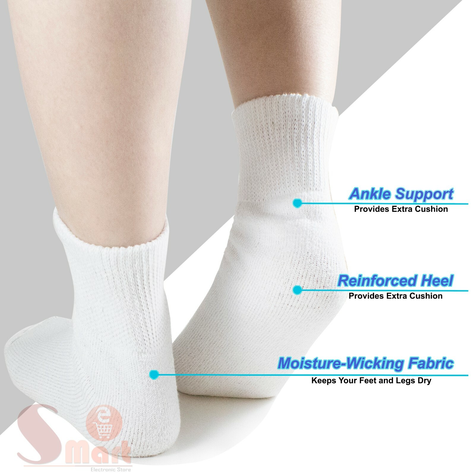 3-12 Pairs Men Women Health Circulatory Quarter Ankle Cotton Diabetic Socks