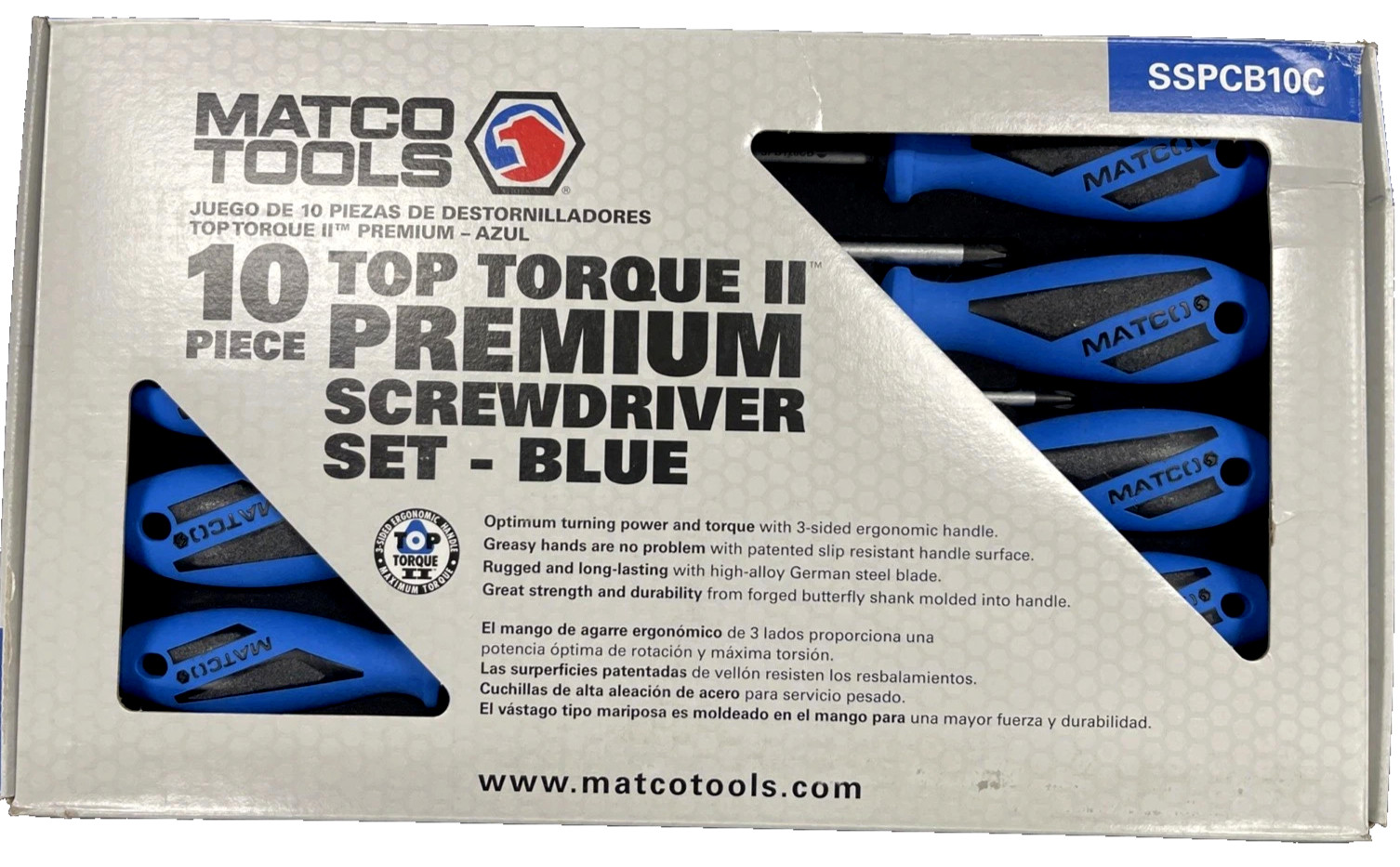 Matco 10pc TOP TORQUE II Premium Screwdriver Set - Blue SSPCB10C
