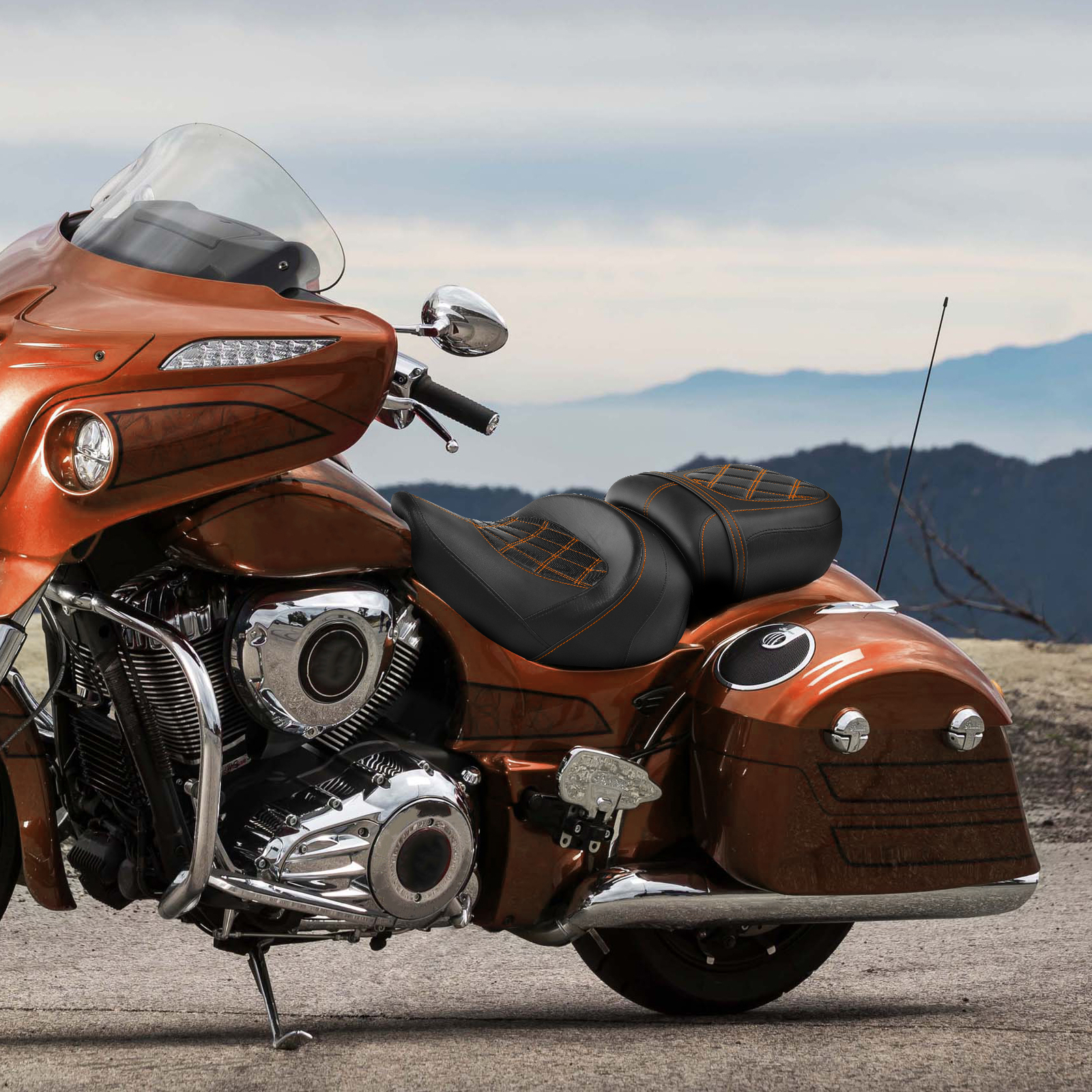 Black Driver Passenger Two-Up Seat Fit For Indian Chieftain Springfield 14-2023