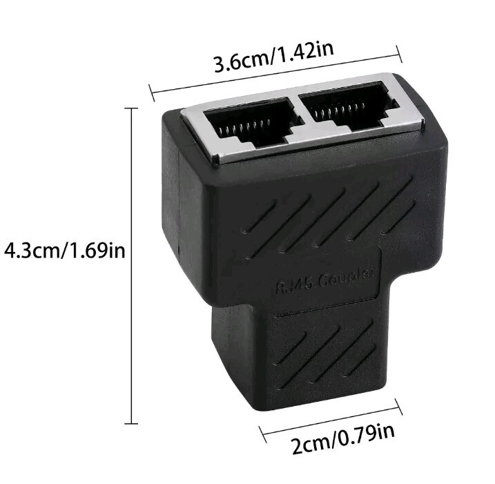RJ45 Splitter Adapter 1 to 2 Ways Dual Female Port CAT6/5/7 LAN Ethernet Cable