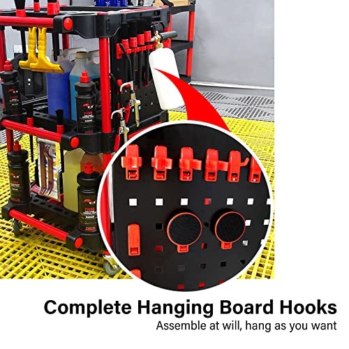 Auto Detailing Tool Cart with 2 Tool Hanging Board,3 with 2 Tool Hanging Boards