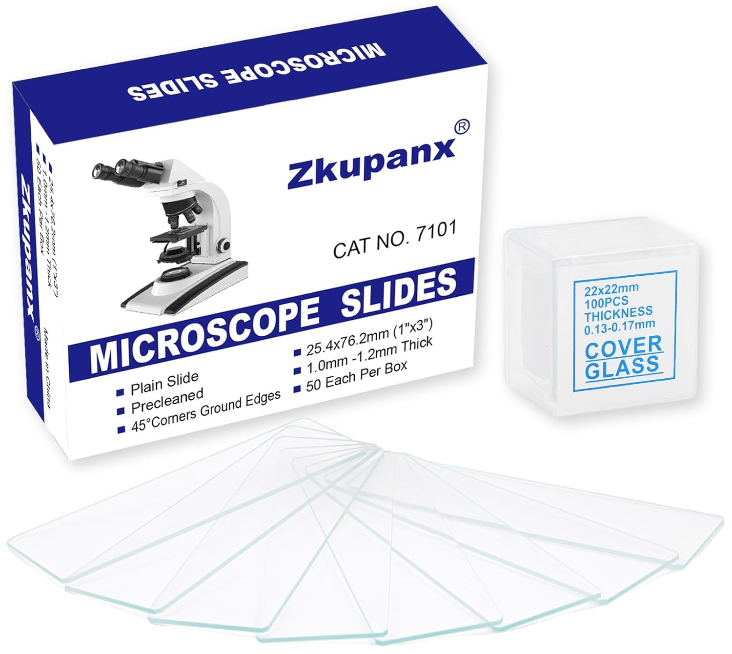 Blank Glass Microscope Slides and Covers - Ground Edges & 45° Clipped Corners, H